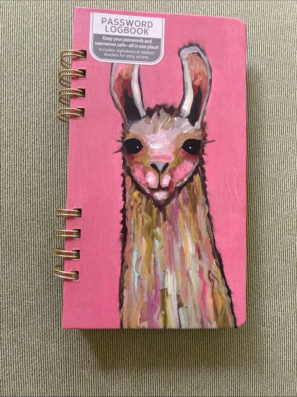 Studio Pink Llama Password Logbook